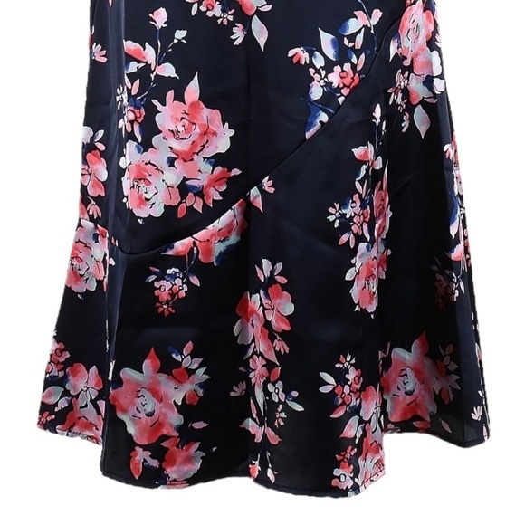 Laundry by Shelli Segal Skirt Set NWT S Navy Floral Satin Lace Cami & Midi Skirt - Picture 7 of 12